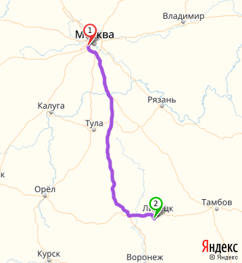 Липецк воронеж маршрут карта