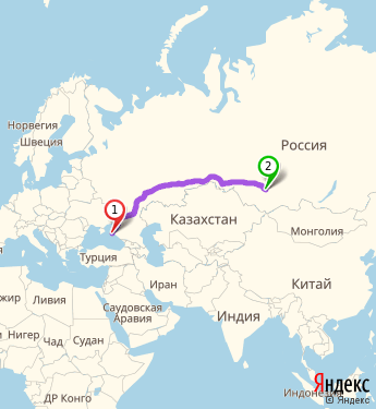 Маршрут из Новороссийска в Новокузнецк