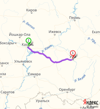 Маршрут из Уфы в Казань