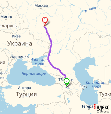 Маршрут из Ельца в Раздана
