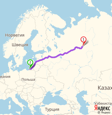 Маршрут из Сыктывкара в Калининград