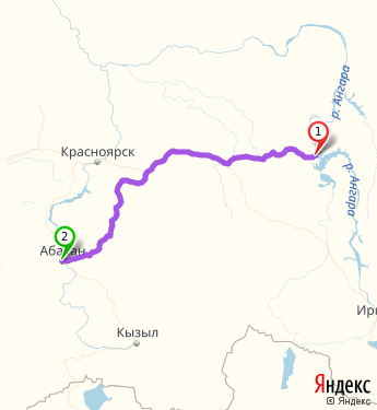 Маршрут из Братска в Абакан