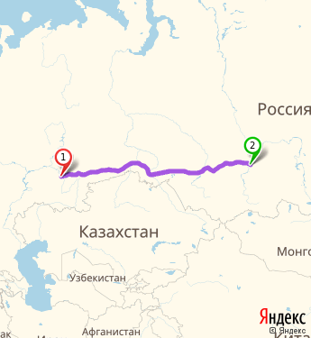 Маршрут из Уфы в Красноярск