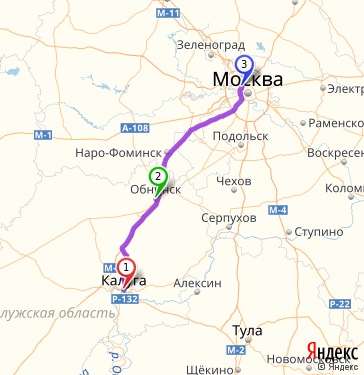 Маршрут из Калуги в Москву