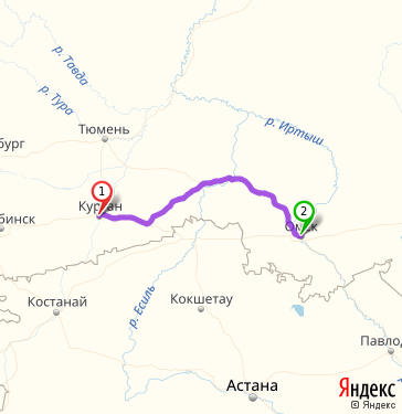 Маршрут из Кургана в Омск