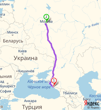 Маршрут из Сочи в Москву