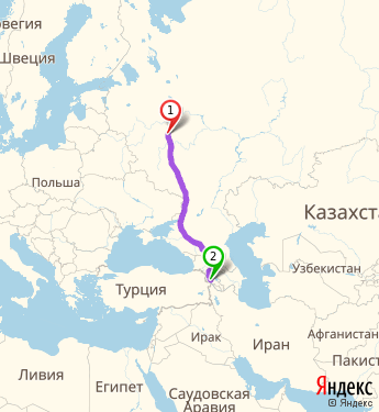 Маршрут из Москвы в Ереван