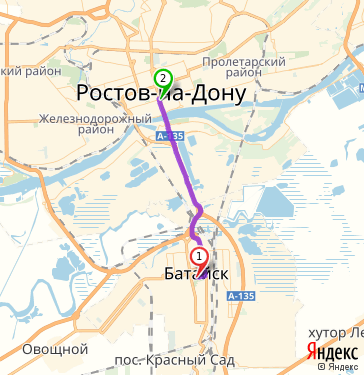 Маршрут из Батайска в Ростов-на-Дону