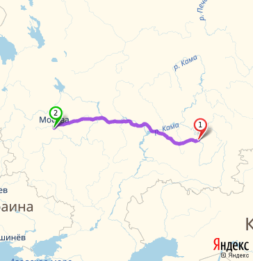 Маршрут из Уфы в Москву