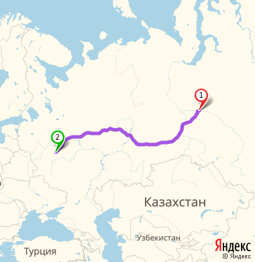 Маршрут из Сургута в Одинцово