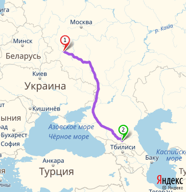 Маршрут из 355 км и 356 км автотрассы Москвы-Киева в Владикавказ