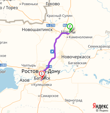 Маршрут из Батайска в Шахты