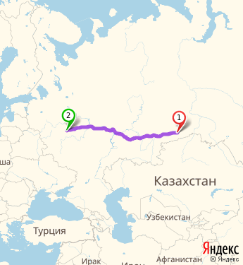Маршрут из Кургана в Москву
