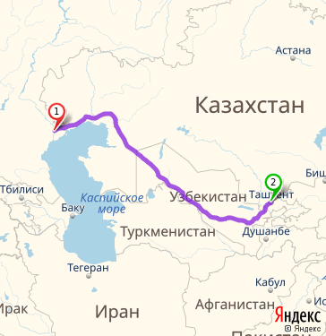 Маршрут из Астрахани в Ташкент
