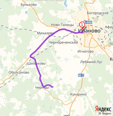 Маршрут из Иванова в Доронькино