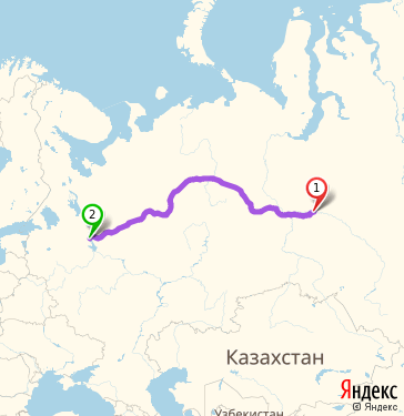 Маршрут из Сургута в Череповец