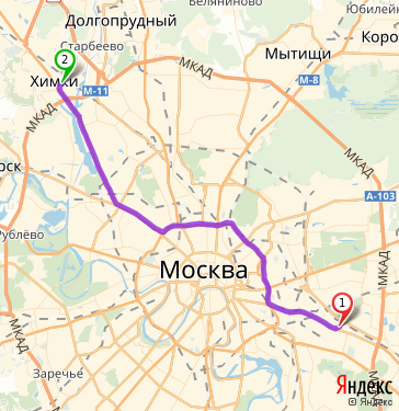Маршрут из Москвы в Химки