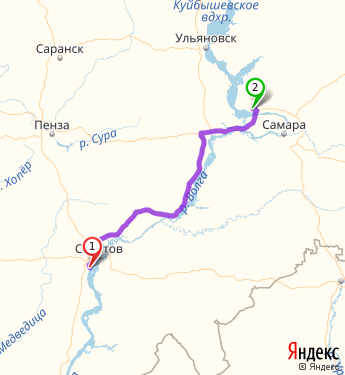 Маршрут пенза ульяновск на машине карта