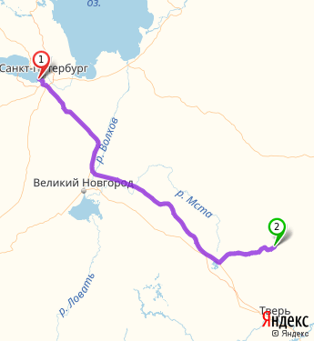 Маршрут из Санкт-Петербурга в Максатиху
