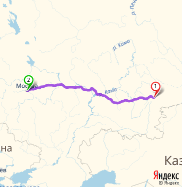 Маршрут из Миасса в Москву