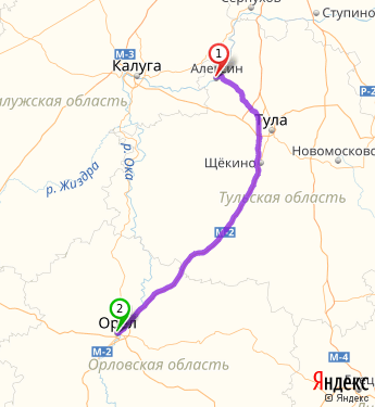 Маршрут из Алексина в Орла