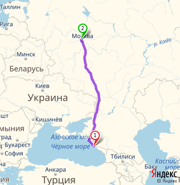Маршрут из Сочи в Москву