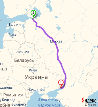 Маршрут из Таганрога в Санкт-Петербург