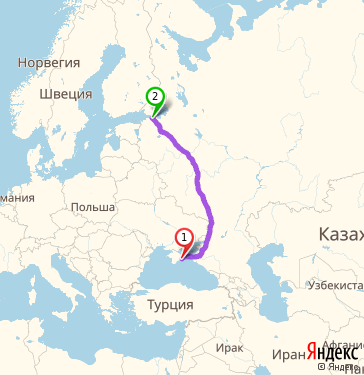 Маршрут из Феодосии в Санкт-Петербург