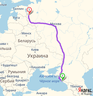 Маршрут из Пскова в Сочи