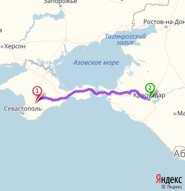 Маршрут из Симферополя в Краснодар