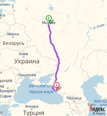 Маршрут из Сочи в Москву