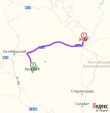 Маршрут из Уфы в Белебея