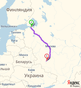 Маршрут из Орла в Санкт-Петербург