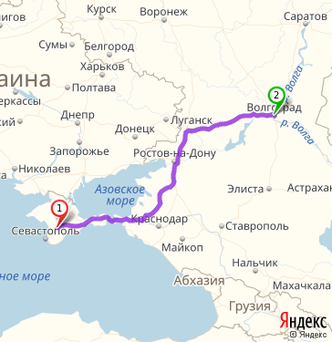 Маршрут из Симферополя в Волгоград