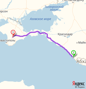 Маршрут из Симферополя в Сочи