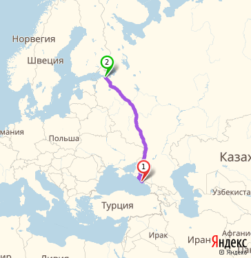 Маршрут из Сочи в Санкт-Петербург