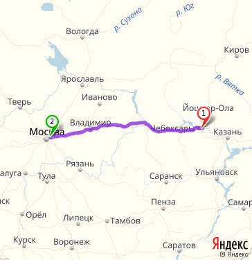 Маршрут из Новочебоксарска в Москву