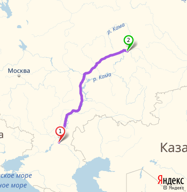 Маршрут из Волгограда в Пермь