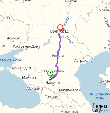 Маршрут из Волгограда в Пятигорск