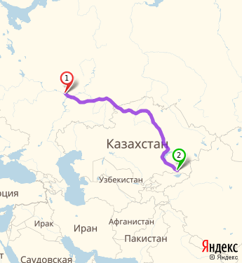 Маршрут из Казани в Алматы