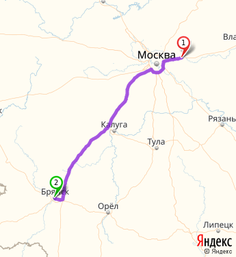 Маршрут из Ногинска в Брянск