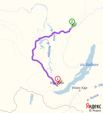 Маршрут из Иркутска в Иркутскую область