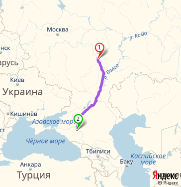 Маршрут из Пензы в Армавира