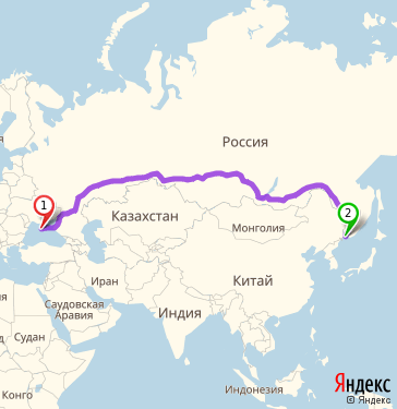 Маршрут из Симферополя в Владивосток
