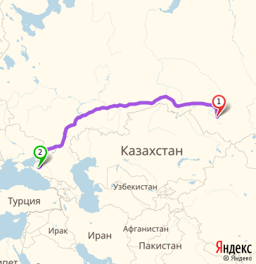Маршрут из Барнаула в Краснодар