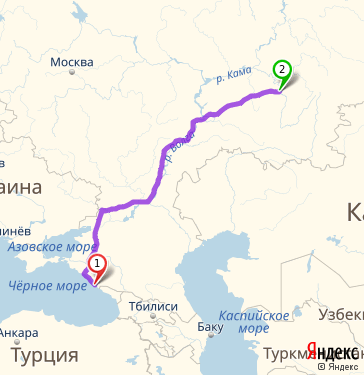 Маршрут из Сочи в Уфу