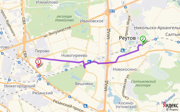 Карта метро реутово