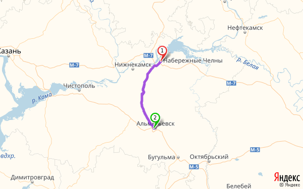 Казань нефтекамск карта