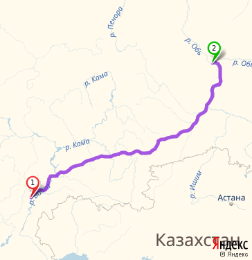 Маршрут из Саратова в Ханты-Мансийск