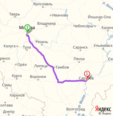 Маршрут из Саратова в Подольск